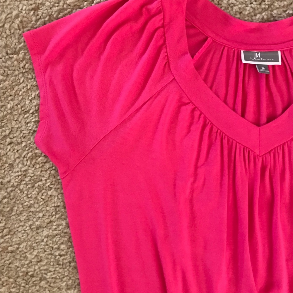 JM Collection v-neck smocked blouson top - Picture 11 of 11